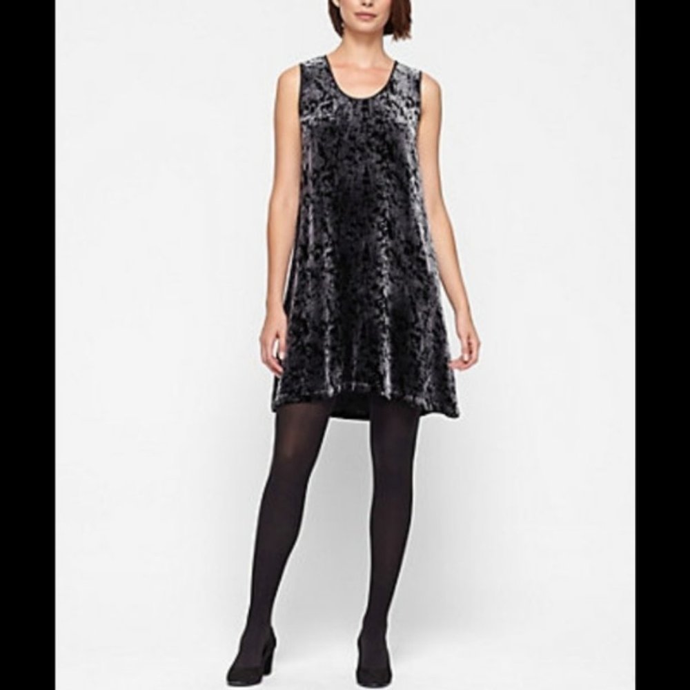 NWT {Eileen Fisher} The Velvet Hour Black Swing Dress